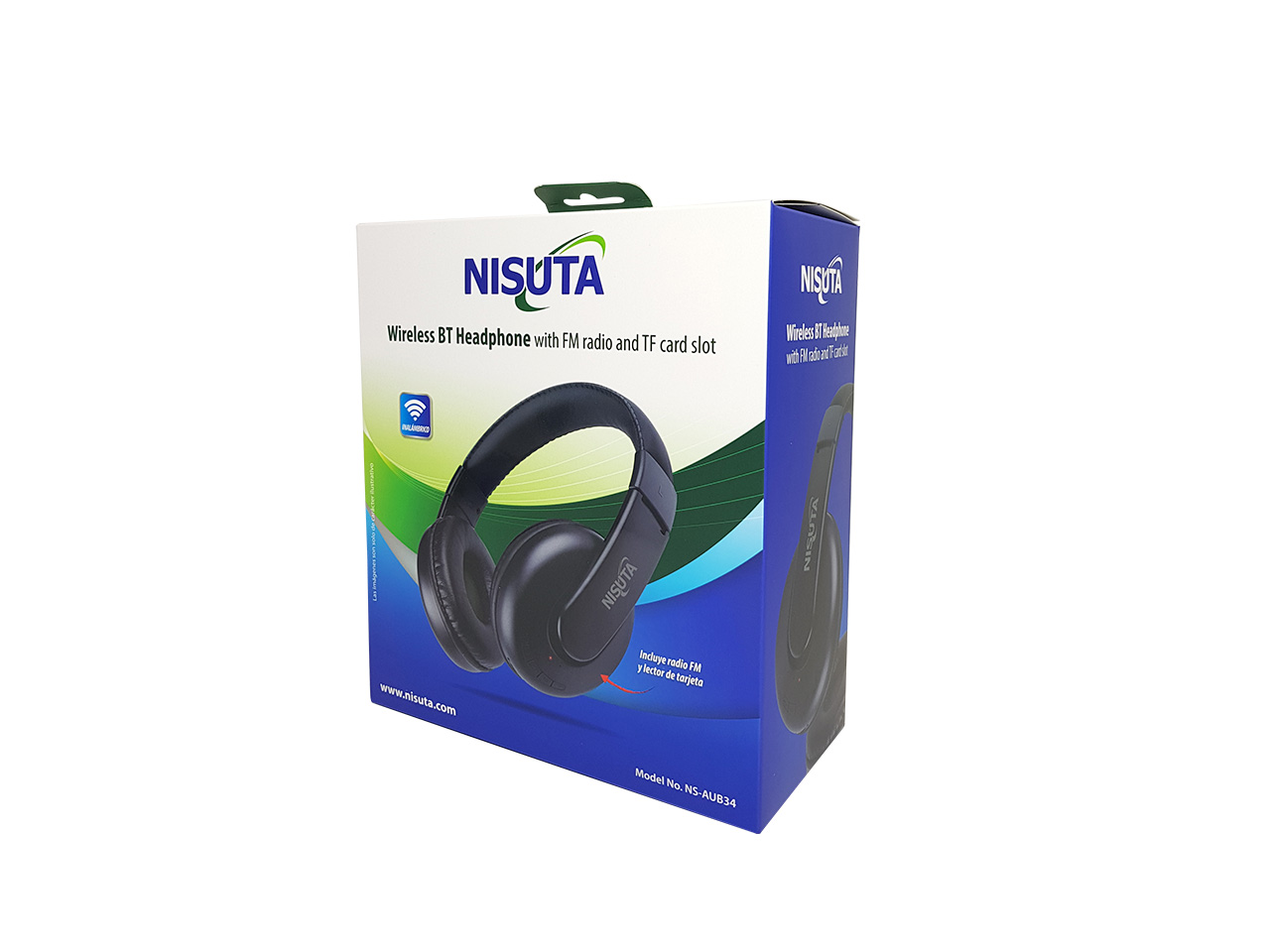 NISUTA Auricular AUB34 bluetooth tipo vincha con Mic., FM SD - Negro