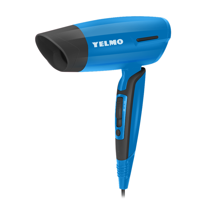 YELMO Secador de cabello Plegable para Viajes - 1400w - 2 Niveles - SC-3620- Azul