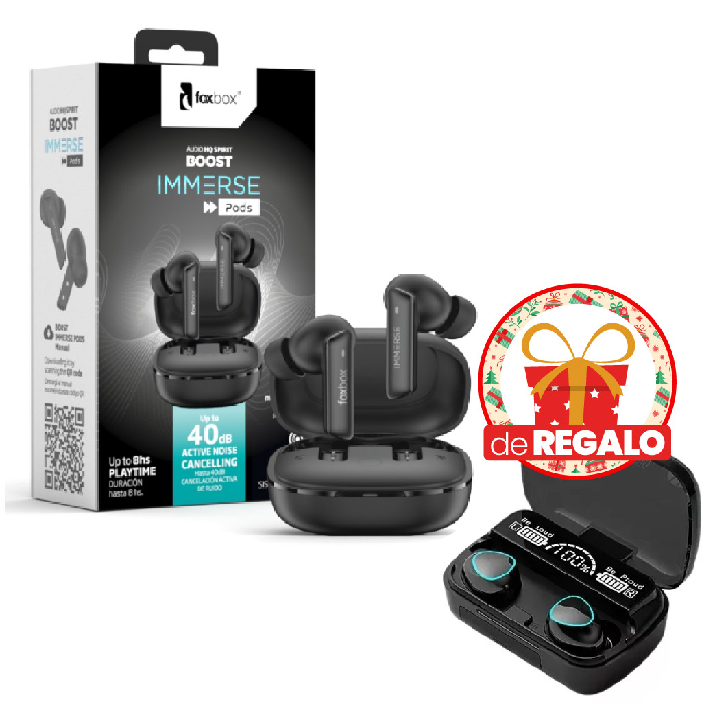 FOXBOX Auricular Immerse Pod - Cancelación de Ruido - 5.3 - Negro