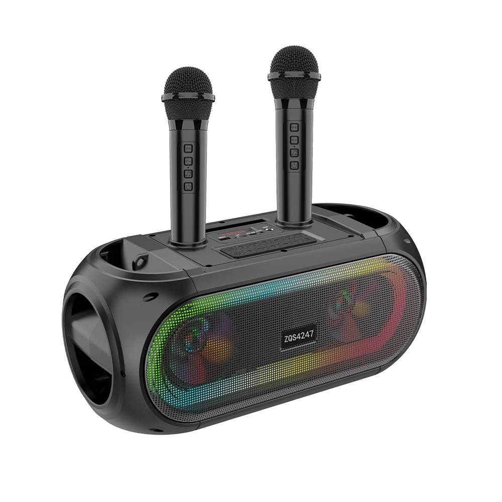 SING-e Parlante Karaoke ZQS 4247 - Control - 2 Microfonos Inalamb - Luces LED - 16W - Bateria