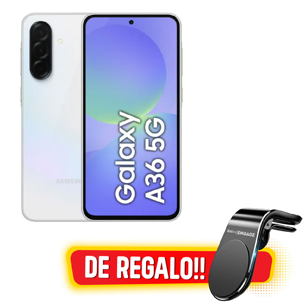 SAMSUNG A36 5G (8/128GB) -- Awesome White - De REGALO Soporte Engage