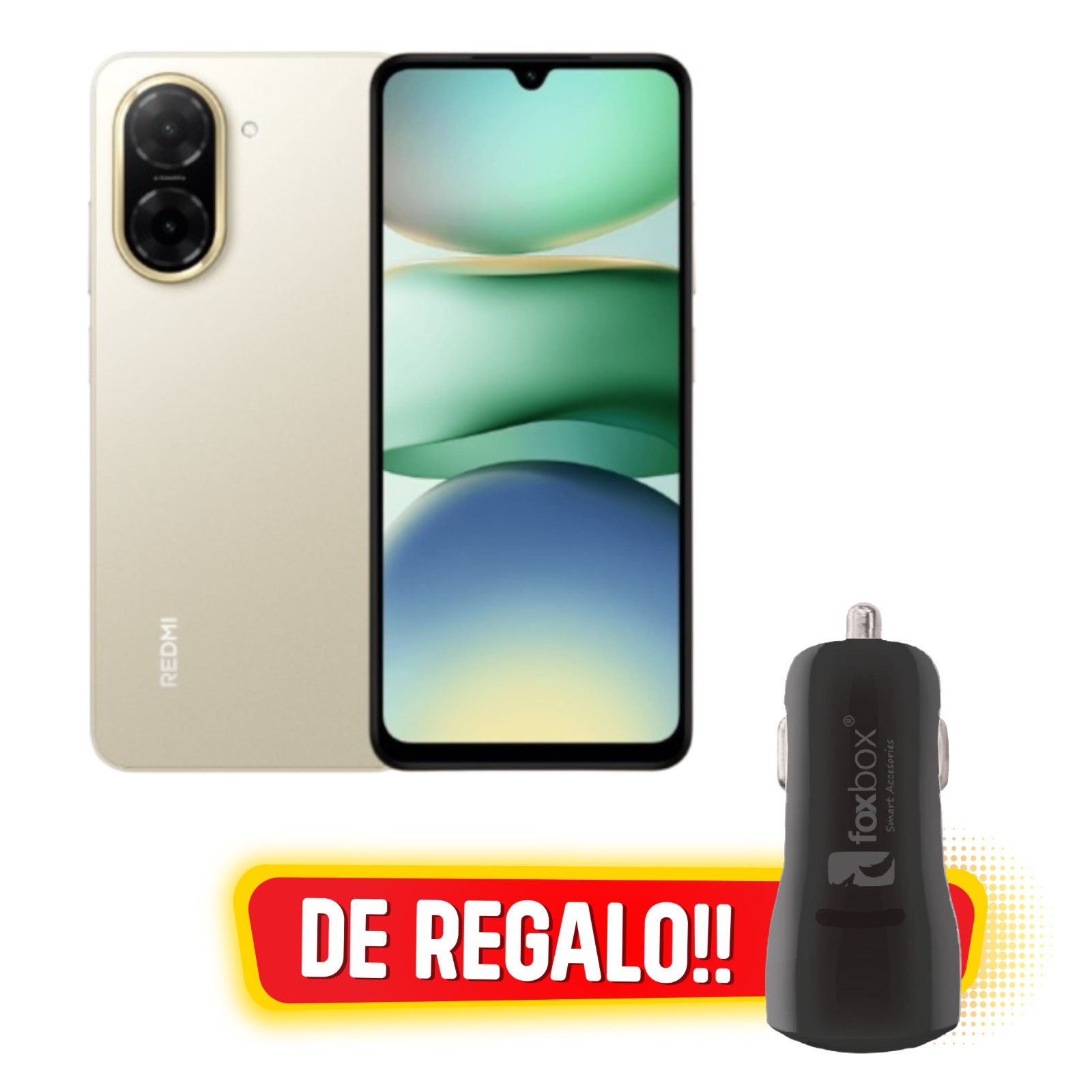 XIAOMI Redmi A5 (4/128GB) -- Sandy Gold - De REGALO Cargador Auto Foxbox Way