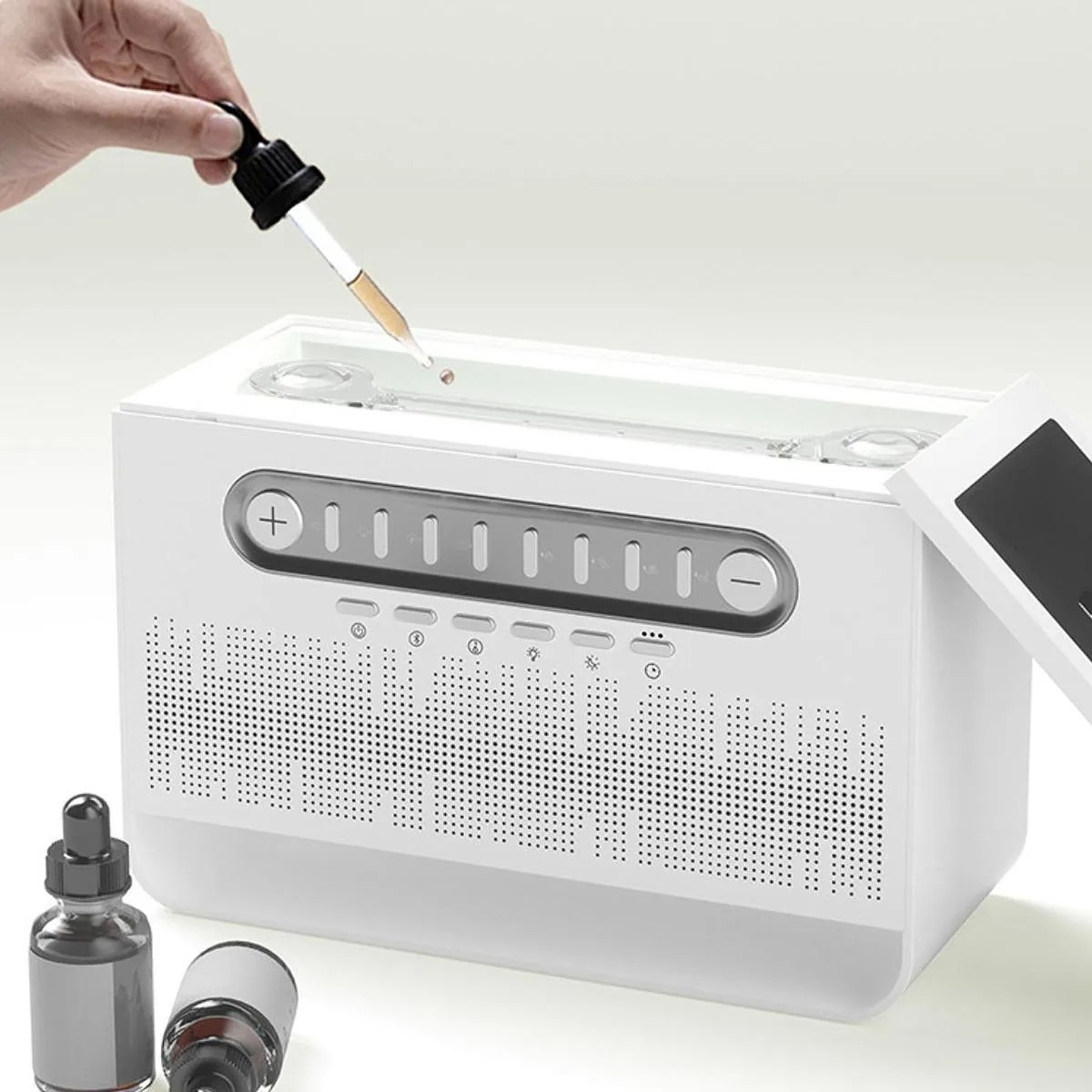 XIENAN Humidificador Multifuncional -  Parlante - Ruido Blanco - Luces LED -  Efecto LLama
