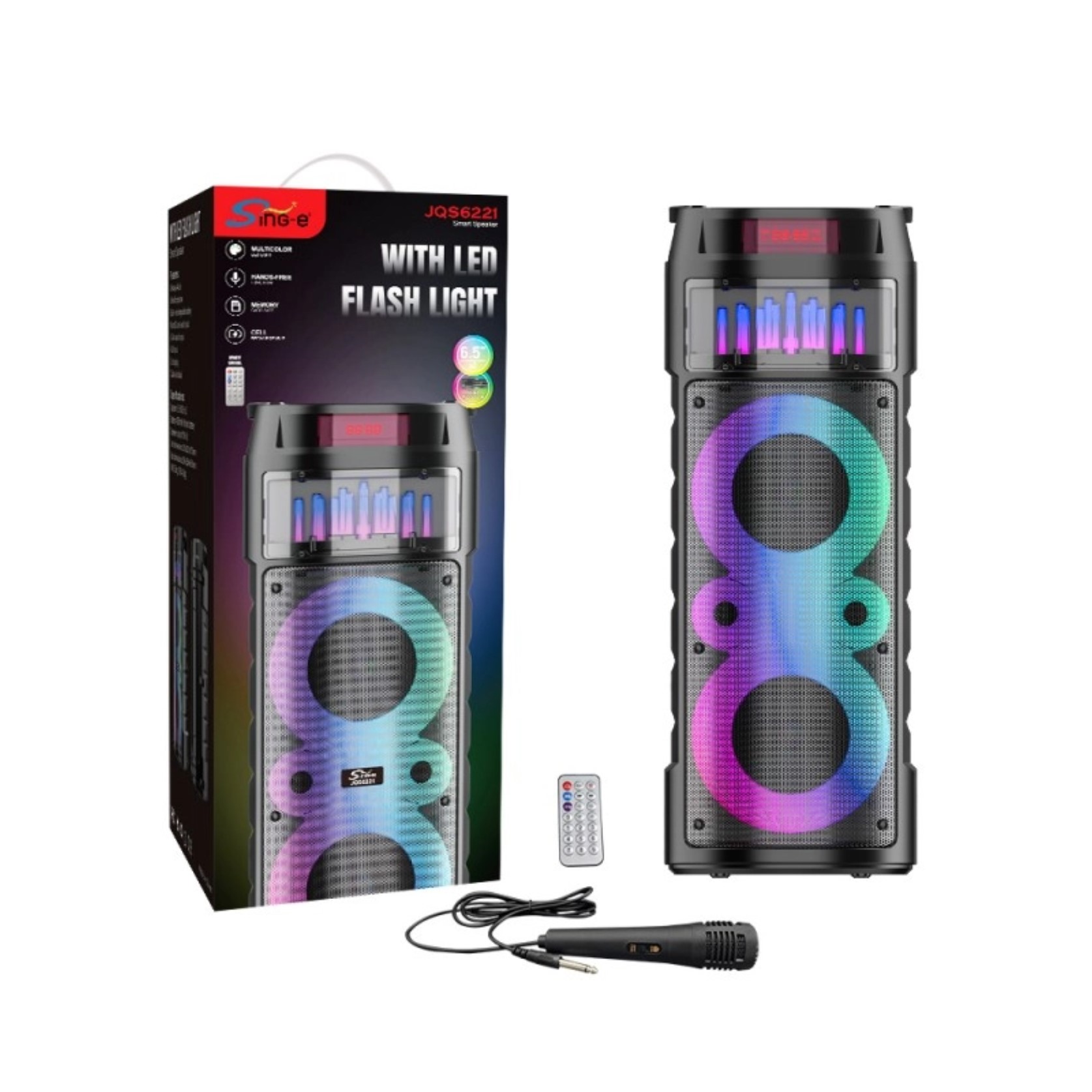 SING-e Parlante Karaoke JQS 6221 - Control - Microfono - Luces LED - 30 W